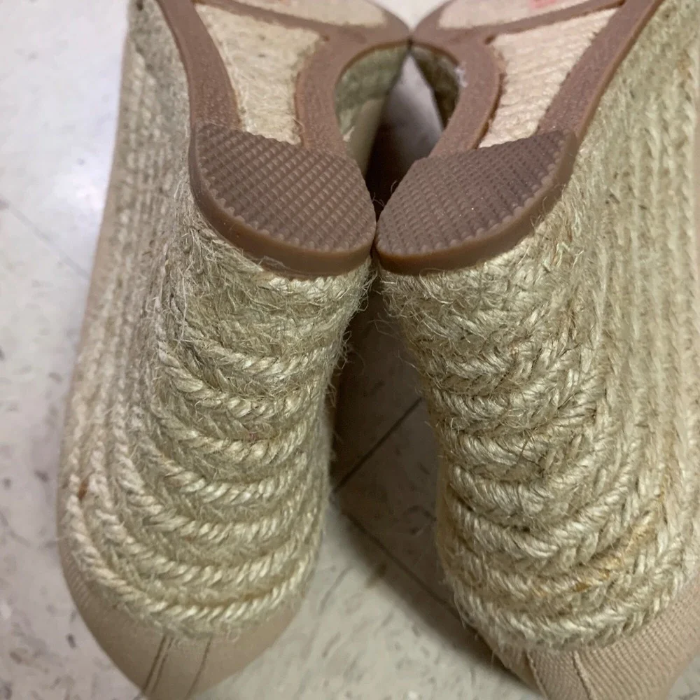 J CREW FACTORY Womens 10 Seville Espadrille Wedge Slip On Beige Canvas Round Toe